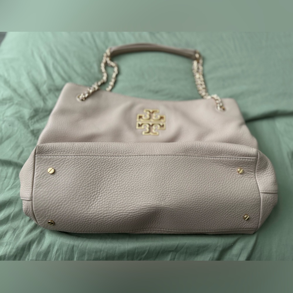 Tory Burch triple compartment tote Light Pink Pebbled leather and Gold metal